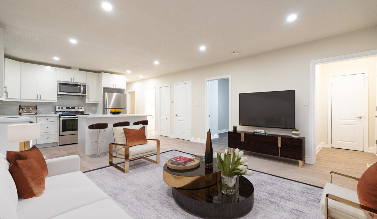 Copy of STAGED - Unit 1 -130 West 34th- Living room, Dining, Kitchen_final